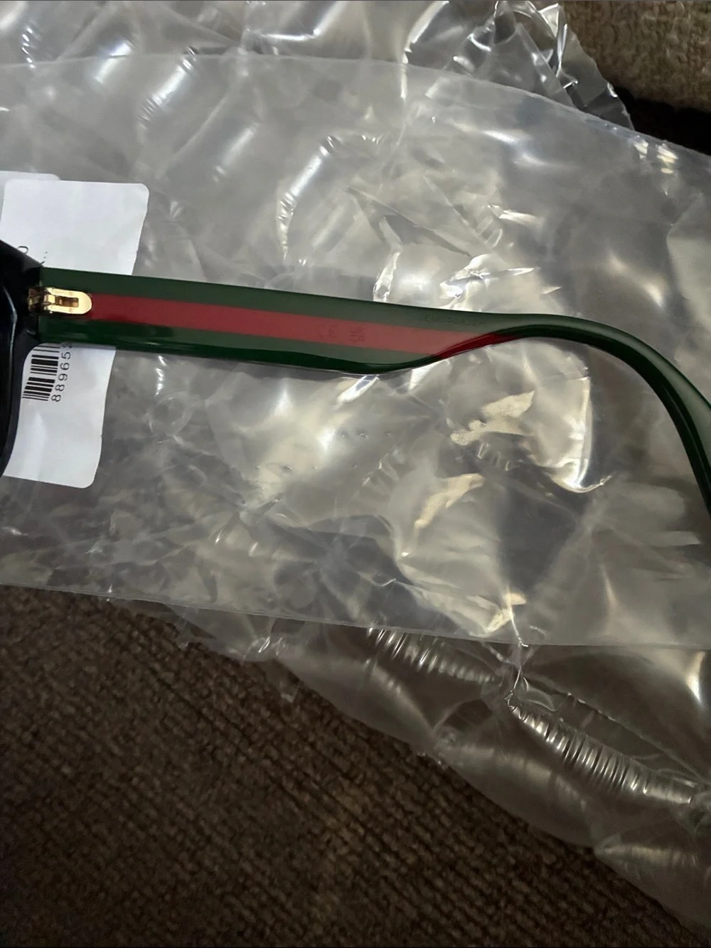 Gucci Black Frames with Green Temples and Red Stripe Men's Glasses